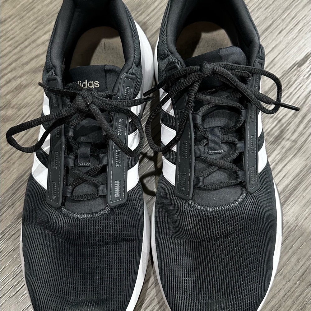 Gently worn men's Adidas running shoes, size 10.5, medium width.